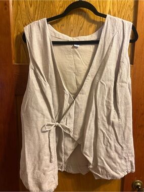 Old Navy Light Cream Tie-Front Sleeveless Tunic
